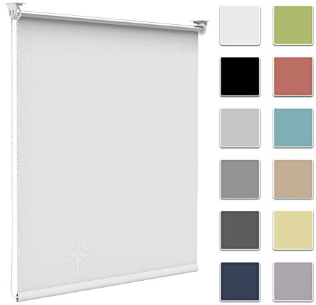 Rollo ohne Bohren Verdunkelung,Verdunklungsrollo ohne Bohren & mit Bohren Weiß 95x130cm(Stoffbreite 90cm) Thermo Fenster Rollos innen Klemmfix Hitzeschutz Sichtschutz Wandmontage,Deckenmontage