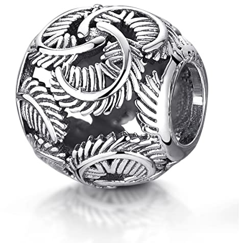 MATERIA by Matthias Wagner Beads Perle Federn Charms Anhänger 925 Sterling Silber antik