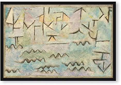 Pixxprint Paul Klee - Der Rhein bei Duisburg, Poster im Bilderrahmen, Format: 80x60cm, Kunstdruck gerahmt
