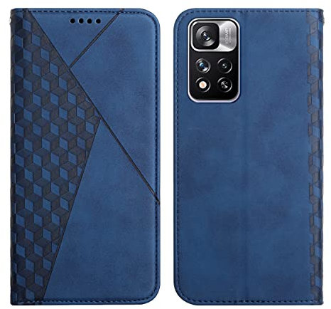 KOUYI Coque pour Xiaomi Redmi Note 11 Pro, Premium Flip Housse Étui Protection Rabat Clapet Portefeuille Phone Cover Magnétique [Porte Cartes] Antichoc Béquille Cover (Bleu)