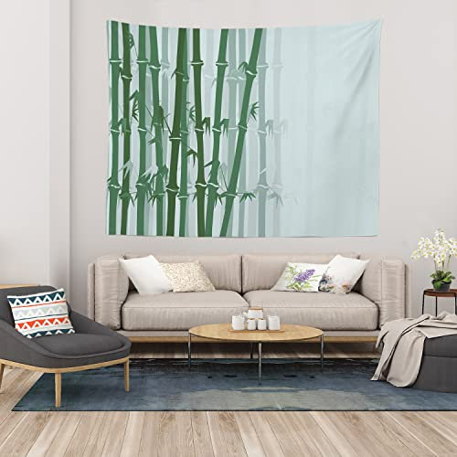 Shrahala Asiatischer Wandteppich aus Bambus, Zen-Bambus, asiatischer Stil auf grüner Wandbehang, großer Wandteppich, Dekorationen, Tischdecke, Schlafzimmer, Wohnzimmer, Wohnheim (130 x 150 cm)