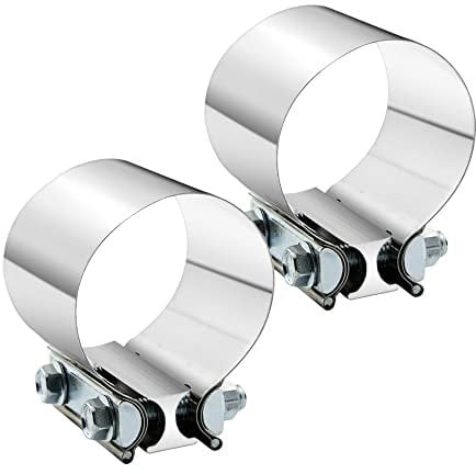 3 3.0 Inch Exhaust Clamp Butt Joint Band Clamp Sleeve Coupler Stainless Steel 3 Inch for Exhaust Pipes, Mufflers and Catalytic Converters (2 PCS)