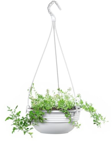 Plastard Blumenampel Ø 32 cm in Weiß mit Aufhänger, Deko Pflanzschale | UV & frostbeständig Pflanzkübel, Blumenschale runde Blumentöpfe aus Kunststoff, ideal für Garten, Balkon, Grab & Wohnung