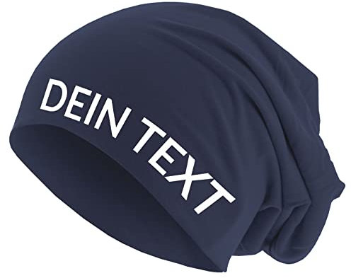 Roughtex Jersey Beanie personalisierbar Mütze Baumwolle Bedrucken Lassen eigener Text frei positionierbar Navy XS/S