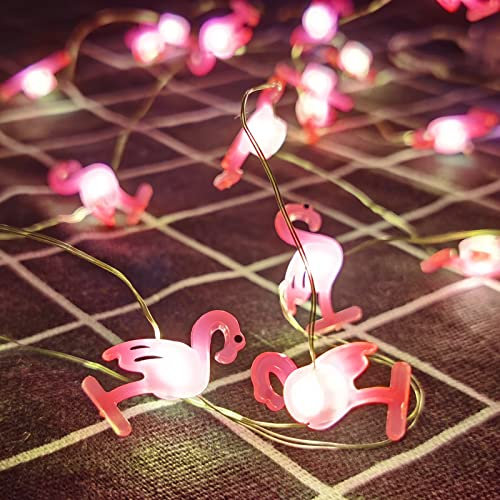 GLAITC Tema Tropical Luces de Cuerda LED 3D Luz Cálida Flamingo Piisa Cactus luces de Hadas de Hadas para la Fiesta de Bodas de Verano de la Piscina de Playa,Batería (2 m,20 ledes) (Flamenco)