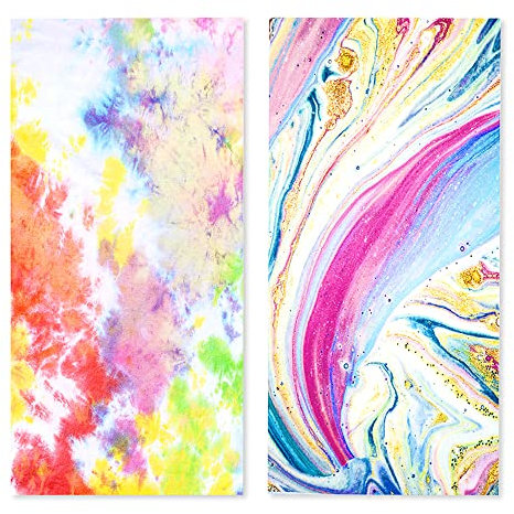 Queenshin Große Batik Strandtücher Schnelltrocknendes 2er Set, Microfaser Handtücher Fitness Handtuch Saunatuch Badetuch für Herren Damen, 75 cm x 150 cm