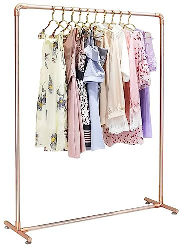 Garderobenständer Kleiderstange Aus Aluminiumlegierung Robuster Kleiderständer Zum Aufhängen Von Kleidung Tragbarer Wäscheständer Einzelrute Kleiderablage Für Schlafzimmer, Balkone Und(Color:Roségold)