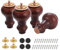 Moendergo Möbelbeine aus Holz, Ersatzbeine aus massivem Gummibaumholz, Sofabein, Couchbein, Tisch, Kommode, Beine mit Schrauben, Montageplatte und Anti-Rutsch-Schutz, 4 Stück (Braun B)