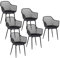 buybyroom 6er Set Esszimmerstuhl mit Armlehne Rückenlehne Metallbeine Küchenstuhl Essstühle Stuhl Sessel Kunststoffstuhl Sitzfläche für Küche, Schlafzimmer, Esszimmer, Schwarz
