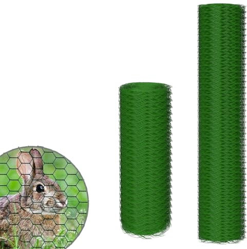 Gartenzaun Maschendraht 50cm x 25m Sechseckgeflecht Volierendraht Kaninchendraht Grün Drahtzaun Geflecht 25mm PVC-beschichtetes Gartendrahtnetz Grünen 6-Eckgeflecht Maschenzaun für Gartenzaun