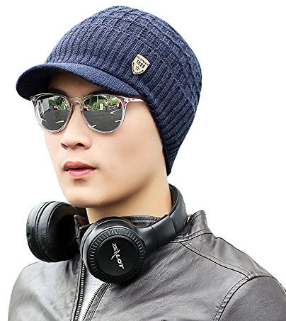 Fendt Cap Baggy Webdesign häkeln Winter-Wolle-Strick-Skikappenmütze Bagger Cap (Navy, One Size)