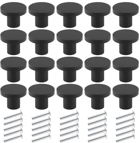 APACALI 20 Stück Schrankknöpfe Schwarz, Möbelknöpfe aus Aluminiumlegierung, Runde Türgriffe, Möbelknopf Schwarz, Runden Schrankknöpfe für Schrank, Kleiderschrank