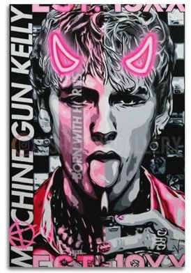 ceok Machine Gun Kelly Moive Poster, Wandkunst, Dekordruck, Bild, Gemälde für Wohnzimmer, Schlafzimmer, Dekoration, 30 x 45 cm, ungerahmt