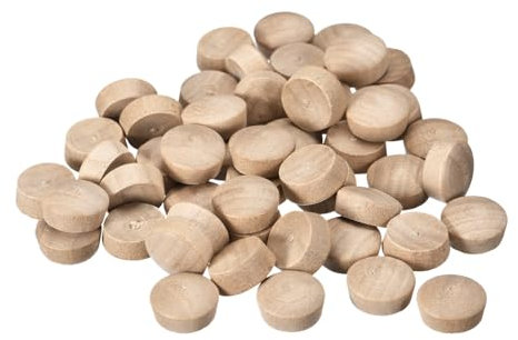 sourcing map 50Pcs Wood Button Top Plugs, 15/32 Inch Round Head Wood Plugs Screw Hole Covers Wooden Screw Plugs for Furniture Tables Chairs
