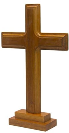 Easnea Wandkreuz aus Holz mit Ständer, Holzkreuz Statue, christliches Jesuskreuz, Tischkreuz aus Holz, Stehkreuz doppelseitig, für Zuhause, Kapelle, Kirche, Dekor