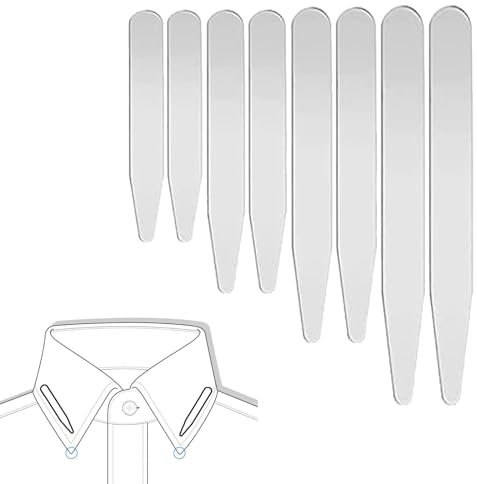 Edelstahl Hemd Kragenstäbchen, Metall Kragenstäbchen, 8 Stück Hemdkragen-EckstüCk, Collar Stays für Herren Hemd, Collar Stays für meisten Revershemden, 4 Größen (56 mm, 63,5 mm, 70 mm, 76 mm)