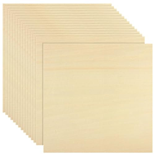 AHAQU 15PCS Plywood Sheets, 300 x 300 x 3mm Basswood Sheets, Unfinished Wood Boards for DIY Crafts, Painting, Modelling, Fretwork Engraved, Home Decor