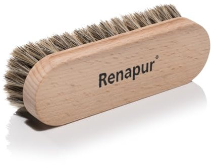 Renapur Premium Horsehair Brush - Super-Soft Bristles with Ergonomic Wooden Handle, Perfect for Polishing Leather & Cleaning Suede or Fabric Shoes/Boots.