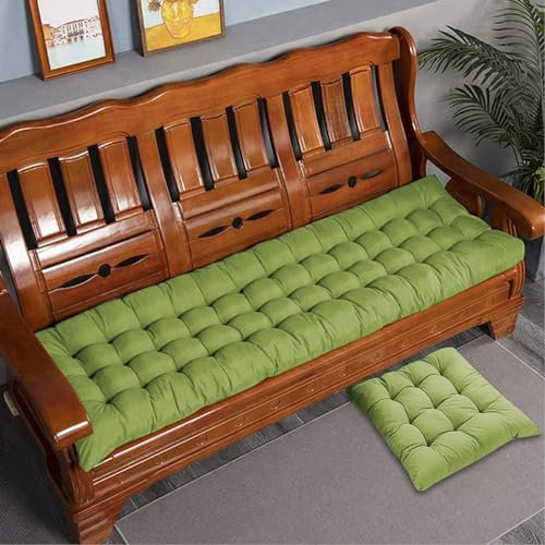 Rr tianshi Dickes Baumwoll-Bankkissen, 2-/3-Sitzer, Baumwoll-Sofa-Bank, Sitzkissen, langes Sitzkissen für Zuhause/Garten/Terrasse/Schaukel/Innenbereich (140 x 40 cm, Grün)