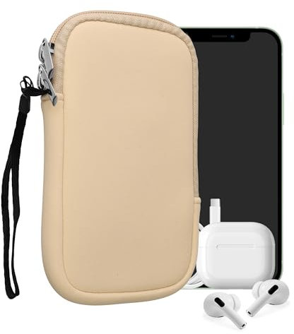 kwmobile Handytasche für Smartphones M - 5,5 - Neopren Handy Hülle Creme - Handy Tasche 15,2 x 8,3 cm Innenmaße