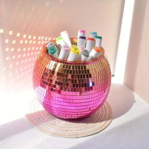Planteur boule disco, pot de fleurs boule disco en verre, pot de fleurs disco miroir auto-arrosage, support de plantes disco, vase boule disco, décoration de boule disco moderne en plastique pour