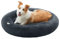 Feandrea Hundebett flauschig, Katzenbett, Donut Kissen, waschbar, Polsterung in der Mitte herausnehmbar, Langer Plüsch, 90 cm Durchmesser, dunkelgrau PGW041G02