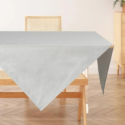 AooHome Tischdecke Abwaschbar, Hellgrau Mitteldecke 80x80cm Leinen-Optik Tischtuch aus Polyester Wasserabweisend mit Lotuseffekt, Dauerhaft Kratzfest für Wohnzimmer, Esszimmer, Balkon, Garten