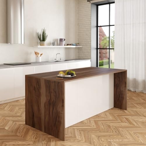 VE.CA – Isla de cocina Sophia – Color blanco brillante – Aparador de cocina – Ideal para una cocina completa – Ideal como mesa de comedor – Fabricado en Italia (rústico)