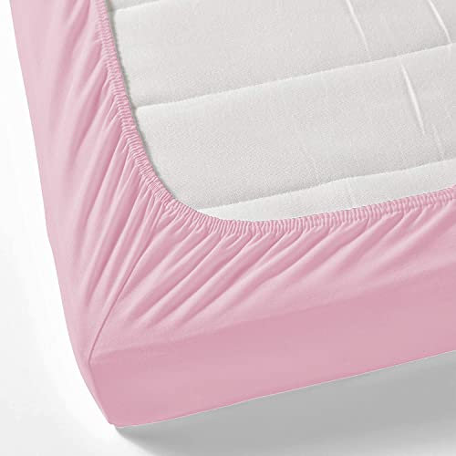 GREATOYAR Sábana Bajera Ajustables, Sábana Bajera Cama, Ropa de Cama, Sábana Cómoda, Protector de Colchón, Ropa de Cama, 100% Polyester, Cama 90x190cm, Cama 90x200cm, Rosa