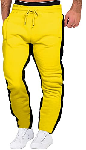 Generisch Sport Hose Lang Herren Jogginghose Gummizug Mit Kordelzug Herren Hose Taschen Jogger Hose Patchwork mit Seitenstreifen Slim Fit Sweatpants Mode Freizeithosen Männer Jogginghose Sportswear