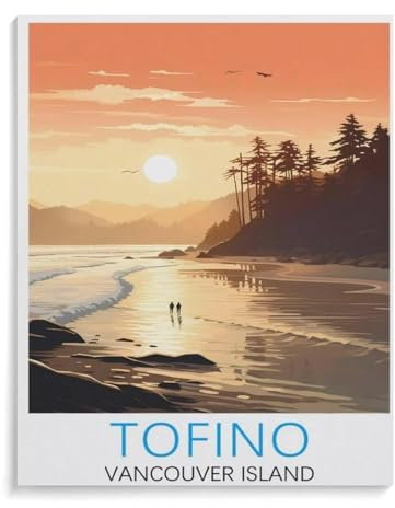 Puzzle 1000 Teile，Tofino Vancouver Island Vintages Reiseplakat，Papier Adult Toys Dekompressionsspiel（38x26cm）-D9