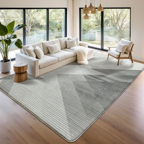 ASIinnsy Teppich Wohnzimmer Schlafzimmer Kurzflor Modern Großer Teppiche rutschfest Weich Abstrakt Esszimmer (Geometrisch Grau Weiß, 200 x 250 cm)