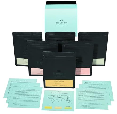 Hayman, Specialty Coffee Tasting Box, Ground, Medium Roast, 360g | 6-Pack Gourmet Coffee Gift Set Selection, Premium Variety Sampler, Connoisseur Assortment, 6 Bags With 60g Each (360g Total)