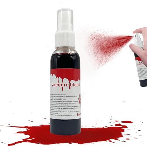 Xinfuquan Halloween Faux Sang,Réaliste 60ml Fake Blood Lavable pour Film,Faux Sang Spray,Effet réaliste,Adapté au Maquillage Halloween,Zombie,Vampire,Cosplay,Effets Spéciaux Maquillage