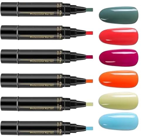 6 Stück Gel Nagellack Set, 3 in 1 Nagellack Stift Nagelgel Nail, Kein UV -Lackierzubehör, Ideal für zu Hause und Professionelle Maniküre (6 Farben)