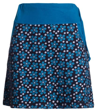 Vishes Alternative Bekleidung - Damen Mini-Rock Baumwolle Blumen-Muster Bund zum Schnüren mit Taschen