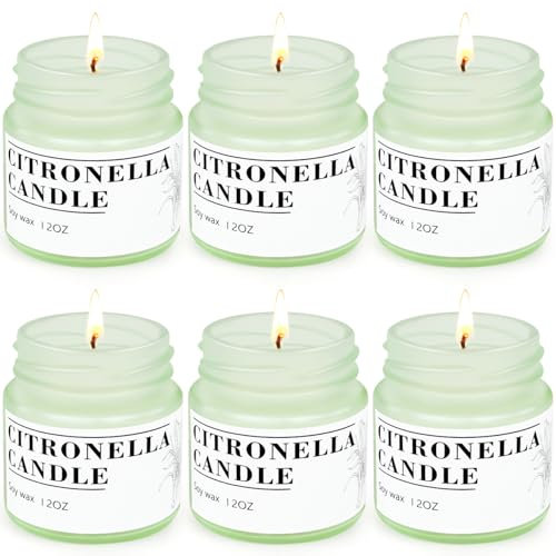 Citronella Kerze Outdoor, 6 Stück Outdoor Kerzen Natürliche Sojawachs Zitronella Citronella Kerze für Garten Picknick Terrasse, 200Std