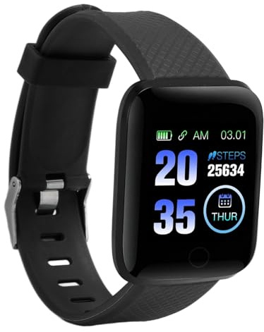 Annadue 116 Plus Smart Watch für Männer Frauen mit 1,3 -Zoll -TFT -Farbbildschirm, Fitness -Uhr mit Schrittzähler, Kalorien, Trainingsmodus, Anruferinnerung, Nachrichtenerinnerung, (Black)