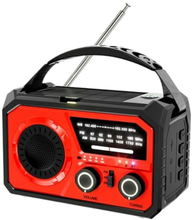 Uxsjakjsd 16000mAh Emergency Weather Radio Solar & Hand Crank Powered AM/FM/, SOS Bluetooth 5.3, Type-C Charging A