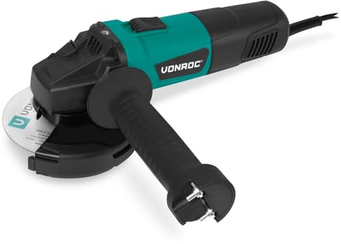 VONROC Smerigliatrice Angolare 900W – Ø125mm | 11.000 giri/min | Avvio Soft Start | Impugnatura Laterale 3 Posizioni | Cavo 3m | Protezione Inclusa | Per Metallo, Pietra, Piastrelle