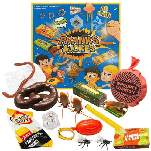 1 Box Mit Verschiedenen Scherzartikeln, Furzkissen, Scherzartikel Kinder, Furzkissen Und Realistischen Insekten, Lustige Streiche FüR Erwachsene Und Kinder, Ideal FüR Parties Und Familienabende
