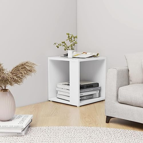 WEMYUFURN Rustikaler Beistelltisch Ecktisch mit Stauraum, Stabiler Wohnzimmer Tisch für Bücher und Deko
