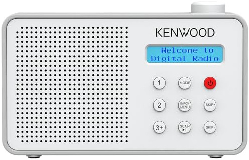 Kenwood CR-M25DAB-W - Tragbares DAB+ Radio mit Bluetooth, Automatic Safety Alert (ASA), Li-Ion Akku & LC-Display, USB-C Ladeanschluss, Kopfhörer-Ausgang, Weiß