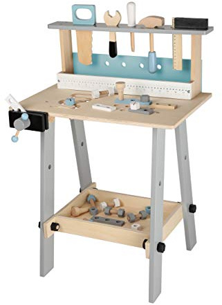 Bayer Chic 2000 - Kinder-Werkbank aus Holz mit Werkzeug und Zubehör, Werkzeugbank, Spielzeug-Werkbank für Kinder ab 3 Jahren