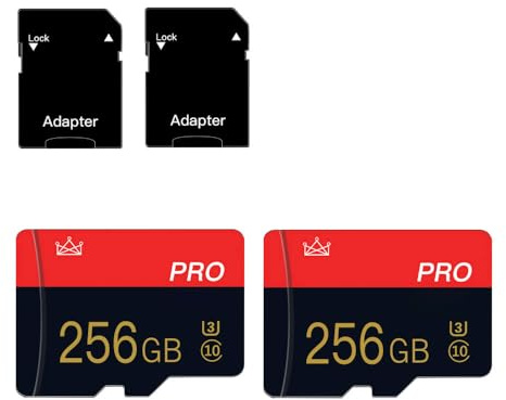 256GB Micro Memory Card Class 10 Memory Cards with Adapter Class 10 High Speed Mini TF Card for Smartphones/Camera/Tablet 2-Pack