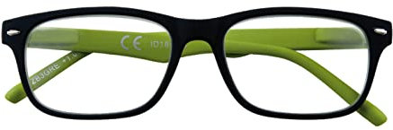 Zippo Gafas de lectura, hechas con un marco de líneas blandas, ideales para hombres y mujeres, diopter +1.50, negro, barras verdes