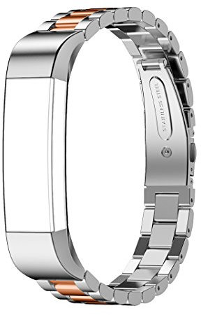 AISPORTS Kompatibel mit Fitbit Alta Armband für Damen und Herren, Fitbit Alta Strap Edelstahl Metallarmband Massives Verstellbares Sportarmband Ersatzband für Fitbit Alta/Alta HR Fitness Tracker