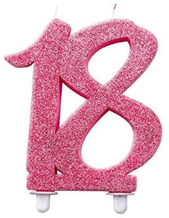 Givi Italia Candelina Glitter 18 Anni Fucsia/Nero 12 CM (Rosa)