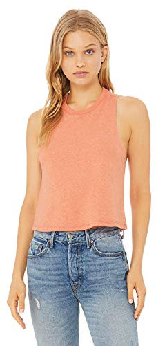 Bella Canvas Womens Racerback Cropped Tank (6682) -Heather SU -M
