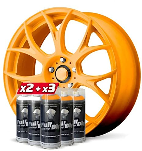 AutoFullCar Pack Sprays Vinyle Liquide Full Dip Orange Fluo avec Base Blanche